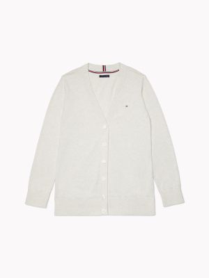 Tommy Hilfiger Women's Adaptive Boyfriend Cardigan Cloud Cream Heather - M