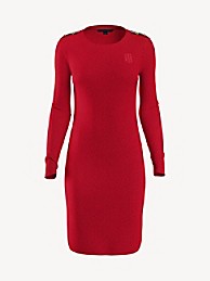 타미 힐피거 원피스 Tommy Hilfiger Essential Monogram Long-Sleeve Dress,BLAZER RED