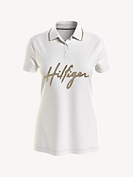 타미 힐피거 Tommy Hilfiger Regular Fit Shimmer Logo Polo,MILKY WAY
