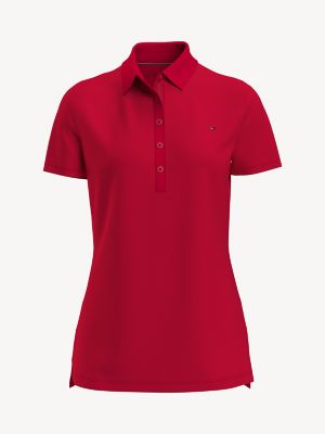 Stretch Pique Cotton Polo, Apple Red