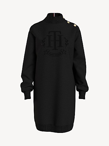 타미 힐피거 원피스 Tommy Hilfiger Essential Crest Logo Dress,TH DEEP BLACK
