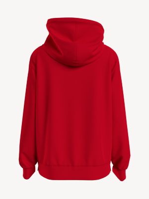 Embroidered Tommy Logo Terry Hoodie, Primary Red