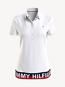 Tommy Hilfiger Femme Vêtements Tops & T-shirts T-shirts Polos Polo court sans manches côtelé 