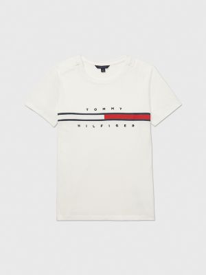 Tommy Hilfiger Girls' Adaptive Logo Stripe T-Shirt