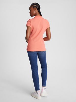 Slim Fit Stretch Cotton Polo, Coral Blossom