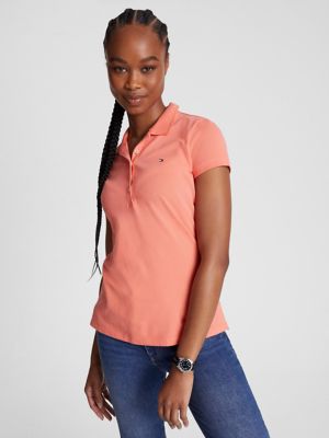 Slim Fit Stretch Cotton Polo, Coral Blossom