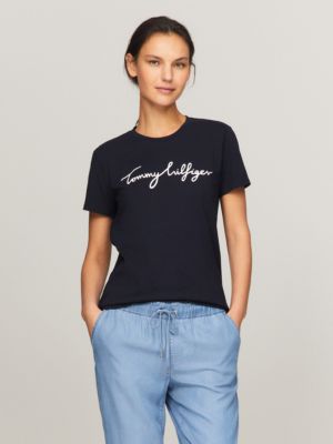 Signature Logo Crewneck T-Shirt, Navy