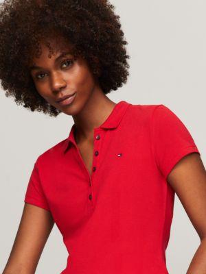 TOMMY HILFIGER - Women's slim polo shirt with signature collar - Navy -  OT-XW0XW02351DW5