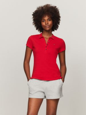 Slim Fit Stretch Cotton Polo, Primary Red