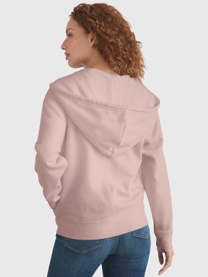 Relaxed Fit Solid Zip Hoodie, Glacier Pink