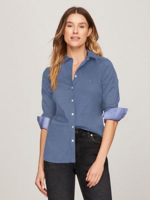 Tommy Hilfiger Women's Blouse Solid Long Sleeve Work Shirts