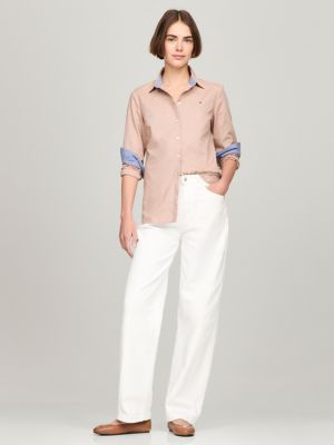 Regular Fit Stretch Oxford Shirt, Natural Cognac