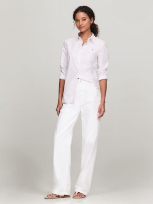 Regular Fit Striped Stretch Oxford Shirt, Flowery Petal/Optic White