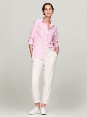 Regular Fit Striped Stretch Oxford Shirt, Pink Passion/Optic White TH