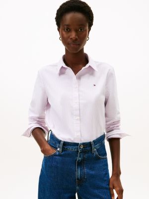 Regular Fit Stripe Stretch Oxford Shirt, Little Plum / Optic White
