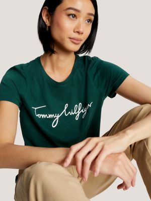 Tommy Hilfiger Women's Signature Crewneck T-Shirt - Brown - Xs