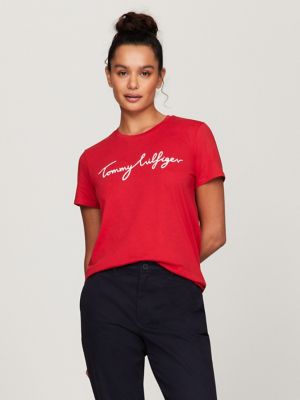 Signature Logo Crewneck T-Shirt, Primary Red