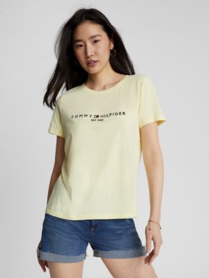 TOMMY HILFIGER Embroidered Women Round Neck Green T-Shirt - Buy