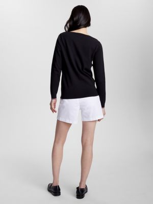 Solid Boatneck Sweater, Black