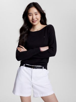 Solid Boatneck Sweater, Black