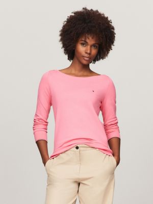 Pink tommy hilfiger shirt hot sale womens