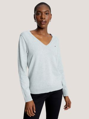 Gray crew neck sweater women's on sale