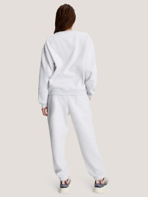 Embroidered TJ Varsity Logo Sweatshirt, Ice Grey Heather
