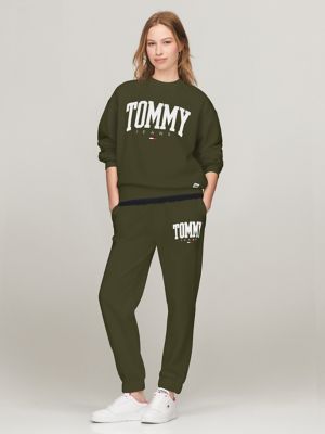 Embroidered TJ Varsity Logo Sweatshirt, Army Green