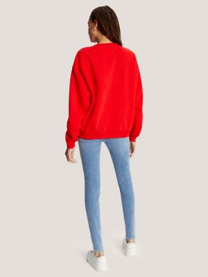 Embroidered TJ Varsity Logo Sweatshirt, Blush Red