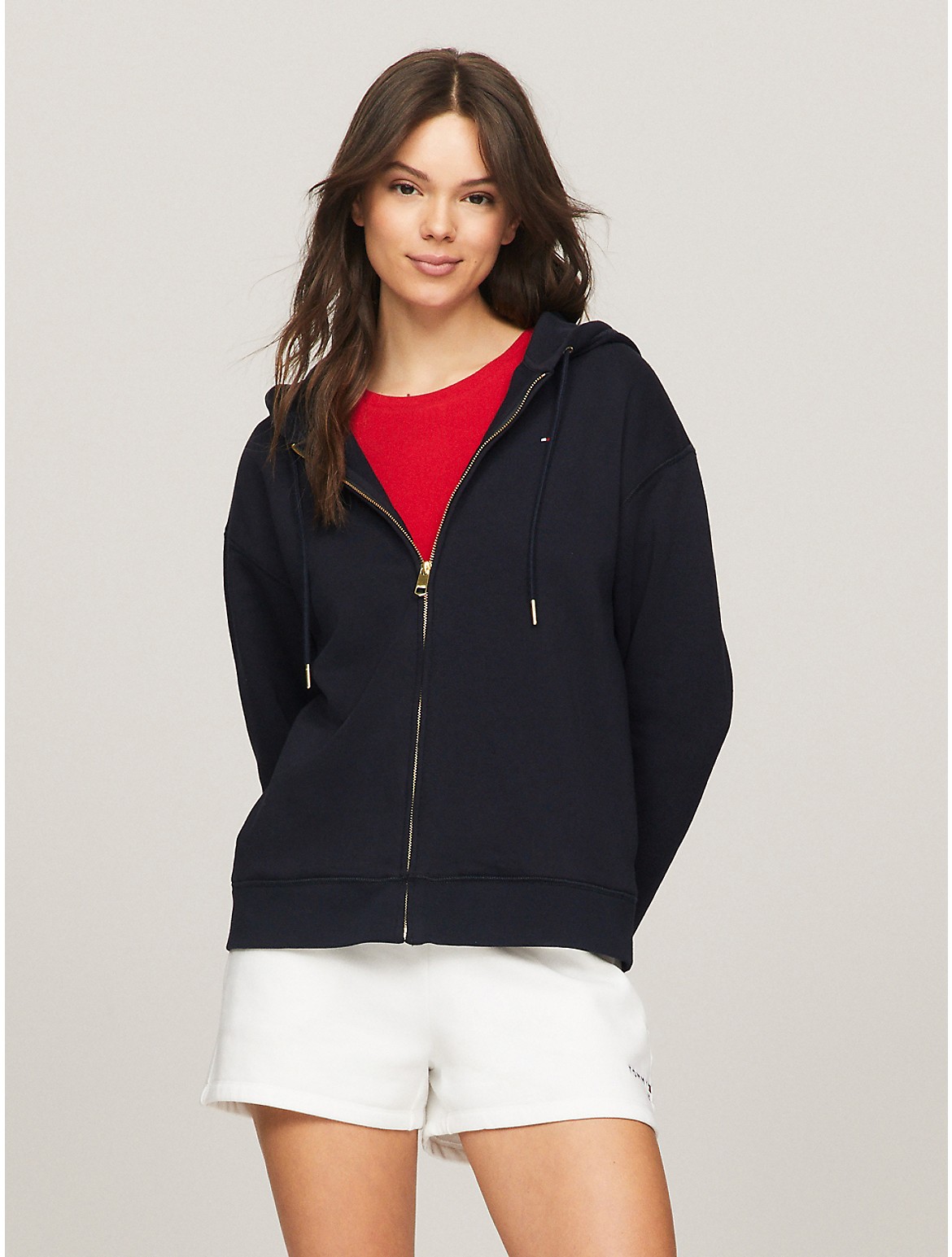 Tommy Hilfiger Women's Relaxed Fit Solid Zip Hoodie