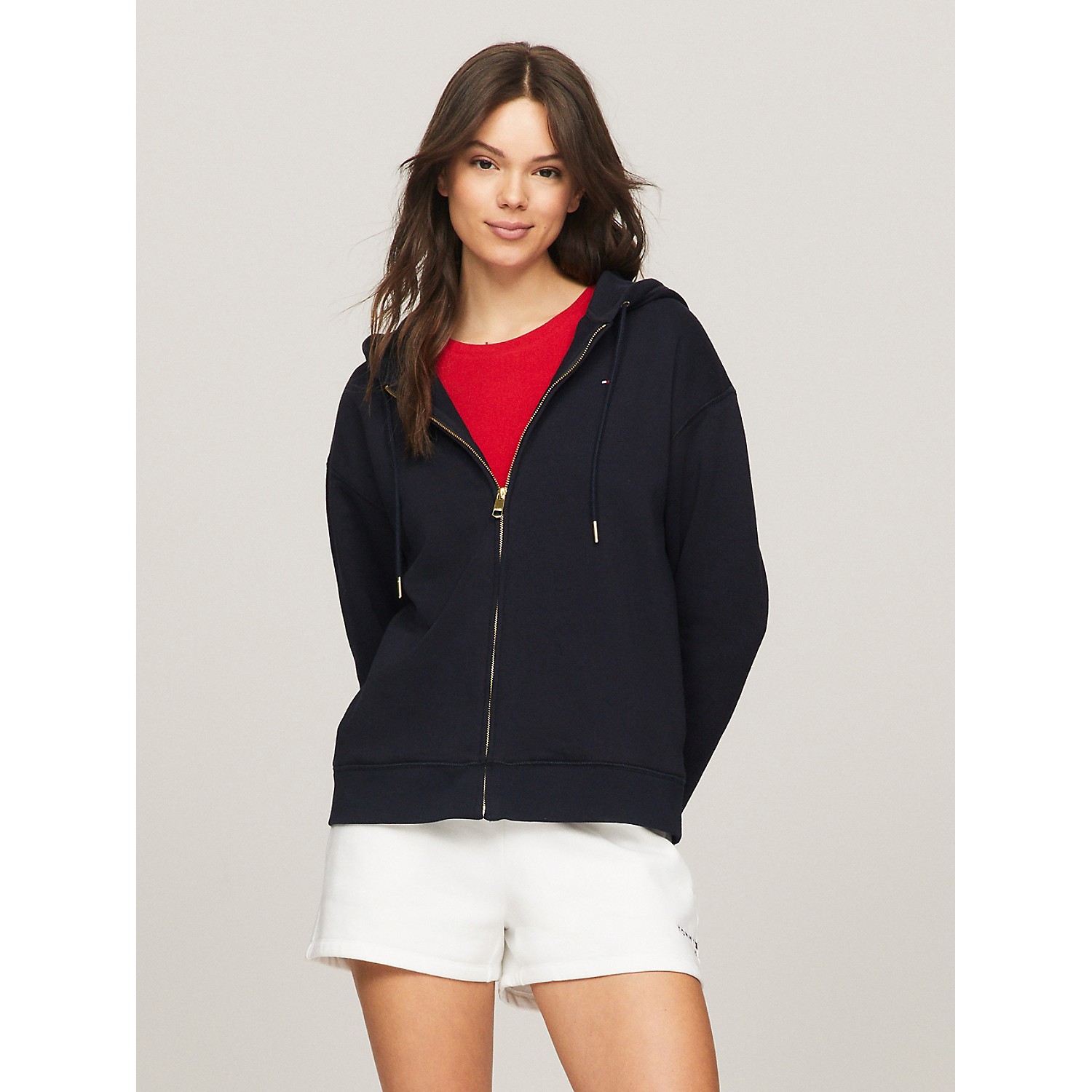 TOMMY HILFIGER Relaxed Fit Solid Zip Hoodie