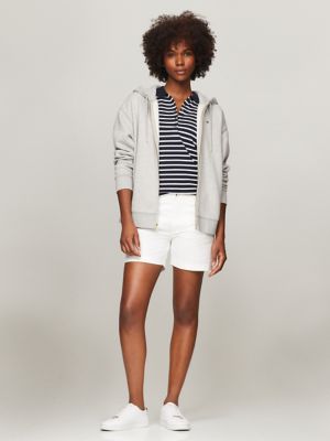 Relaxed Fit Solid Zip Hoodie, Grey Heather