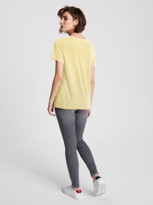 Embroidered Flag Stripe Logo T-Shirt, Yellow Blossom
