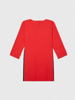 Logo Stripe Shift Dress, Primary Red