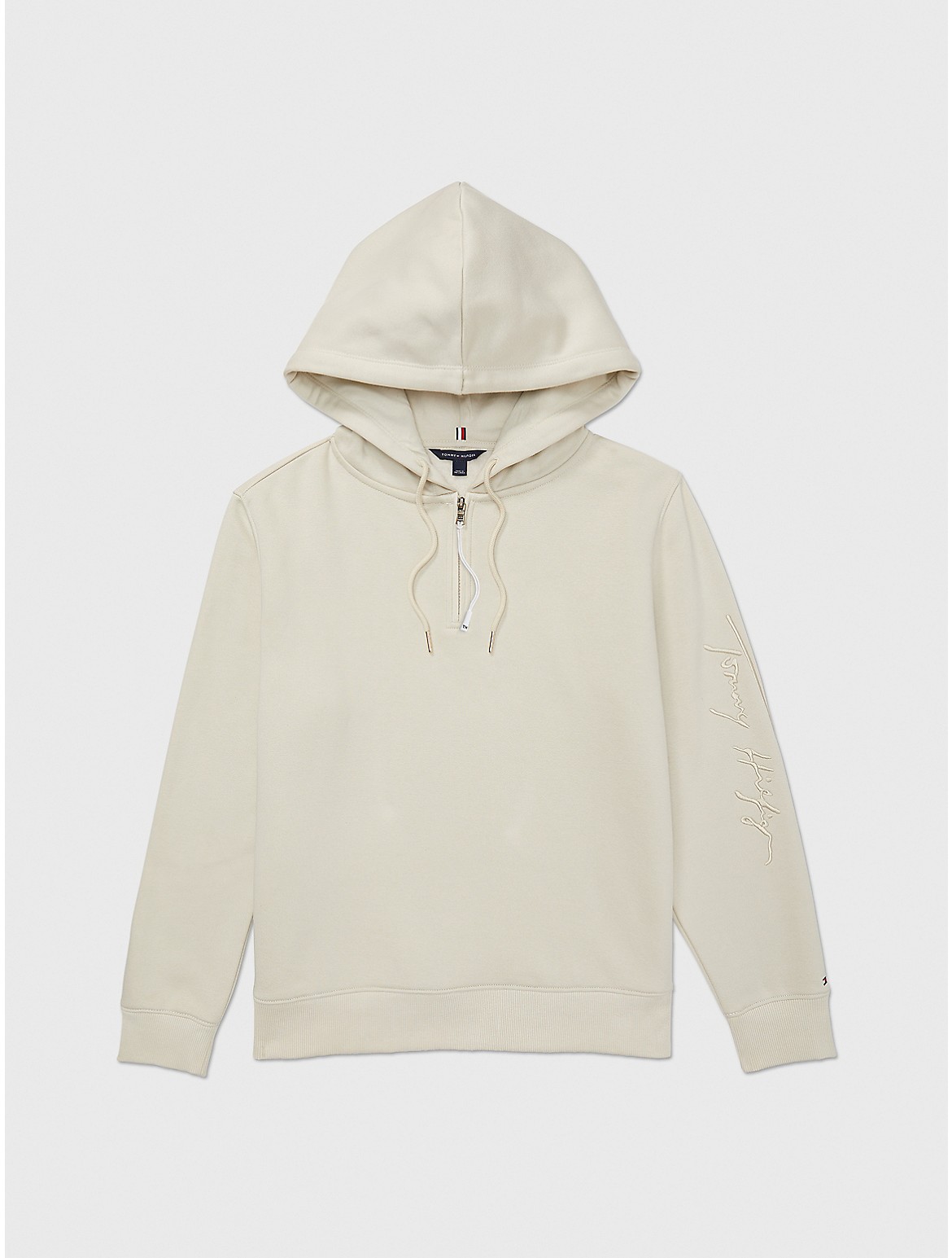 Tommy Hilfiger Signature Hoodie In Sand Khaki