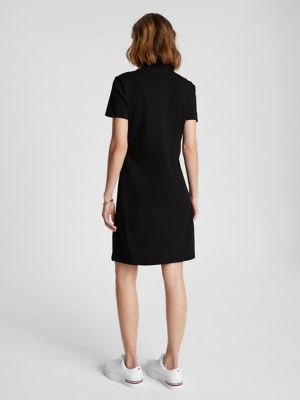 Embroidered Tommy Logo Polo Dress, Black