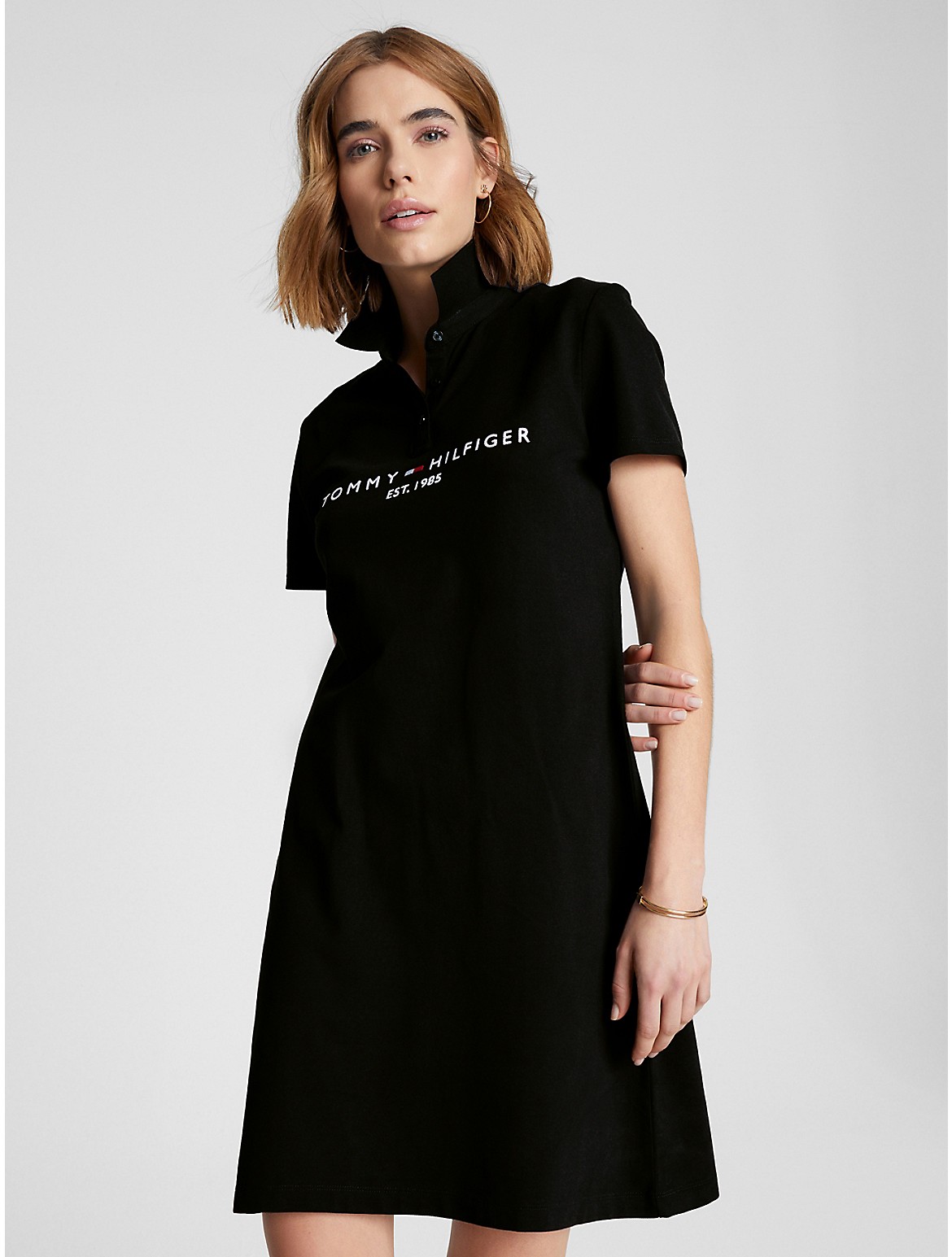 Tommy Hilfiger Tommy Logo Polo Dress In Dark Sable