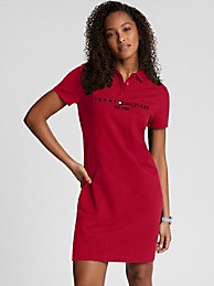타미 힐피거 Tommy Hilfiger Logo Polo Dress,PRIMARY RED