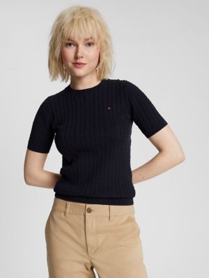Cable Knit Short-Sleeve Sweater | Tommy Hilfiger
