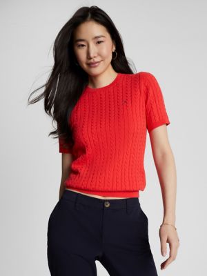 Cable Knit Short Sleeve Sweater Tommy Hilfiger USA