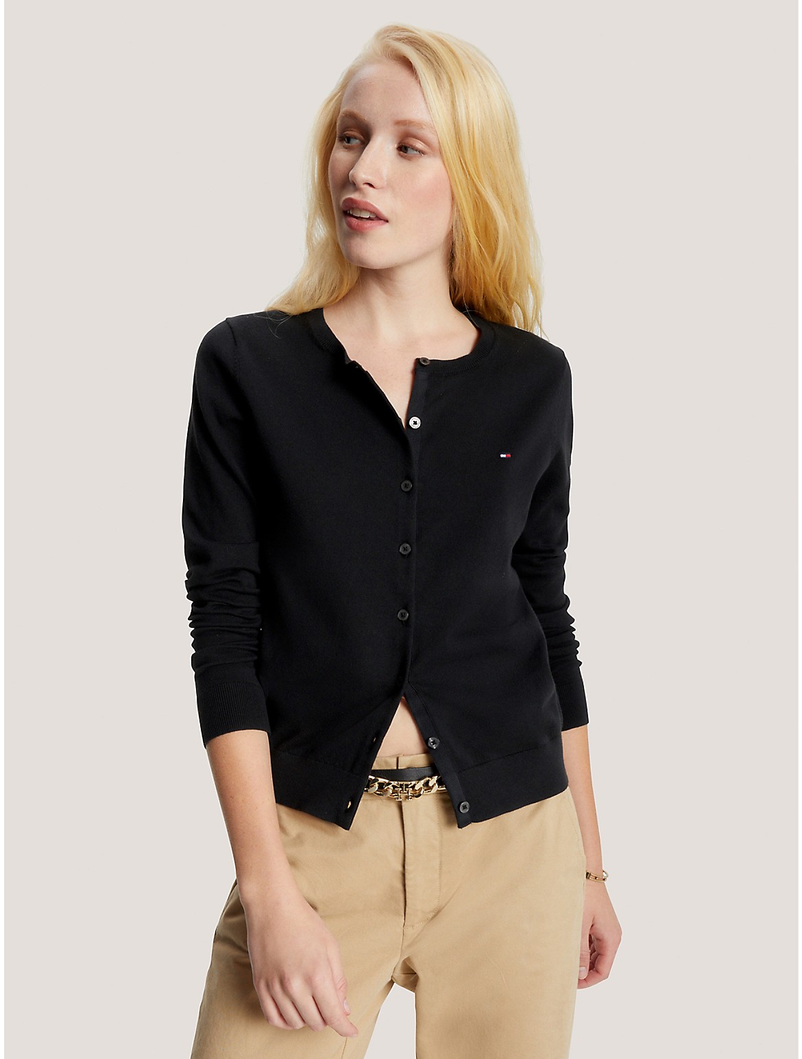 Tommy Hilfiger Women's Solid Button-Up Cotton Cardigan