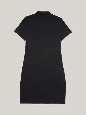 Logo Zip Polo Dress, Black