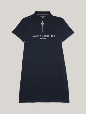 Logo Zip Polo Dress, Navy
