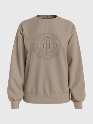 Tommy hilfiger lounge sweatshirt in cream with script logo hot sale