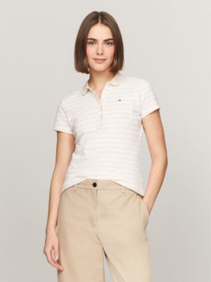 Slim Fit Stripe Stretch Cotton Polo, Feather White Multi