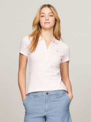 Slim Fit Stripe Stretch Cotton Polo, Cradle Pink Multi Stripe