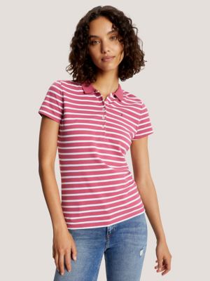 Slim Fit Stripe Stretch Cotton Polo, Florida Coral Multi