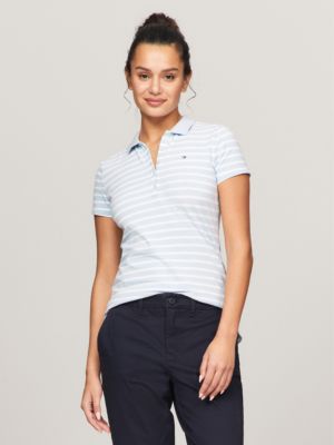 Slim Fit Stripe Stretch Cotton Polo, Breezy Blue Multi