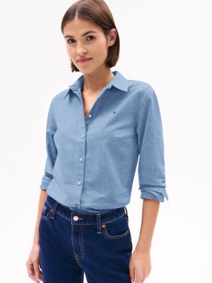 Tommy Hilfiger Women's Blouse Solid Long Sleeve Work Shirts