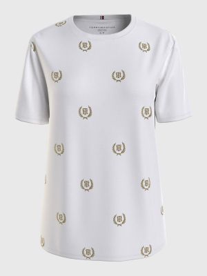 Allover Crest Logo T-Shirt, Optic White
